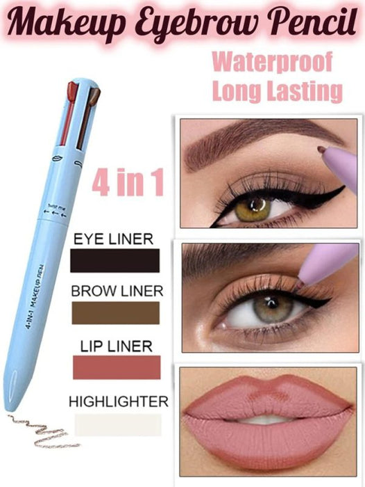 4 In 1 Waterproof Makeup Pen Eyebrow Pencil Long Lasting Easy Lip Color Liner Highlight Lying Silkworm Eyeliner Pen Makeup Tools - Trendup Store