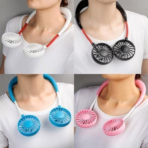 Hands Free Mini Neck Band | Usb Rechargeable Fan, 3 Mode (random Colors)